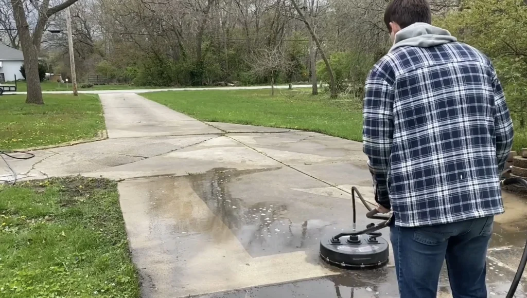 Pressure Washing Concrete Driveway in South Bend, IN